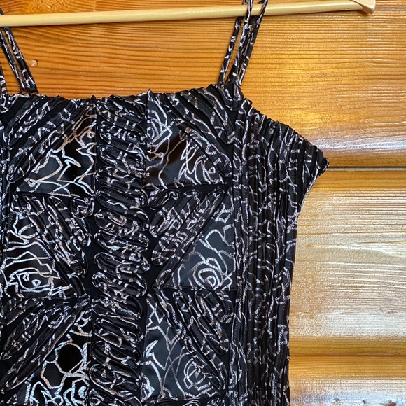 Vintage 90s Strappy Black Metallic Tank Top - 4 - Picture 2 of 5